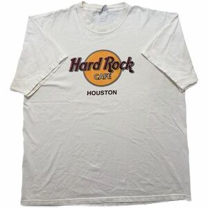 Hard Rock Cafe Houston Shirt Mens XL White Logo Graphic Tee Music Tour